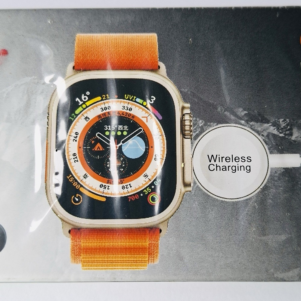 T900 Ultra Smart Watch 2.09in Touch Screen, Orange Band, Wireless